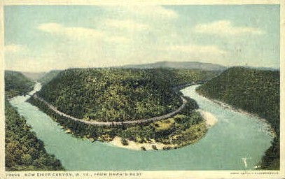 New River Canyon  - Hawk's Nest State Park, West Virginia WV Postcard