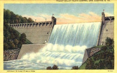 Tygart Valley Flood Conrtol Dam  - Grafton, West Virginia WV Postcard