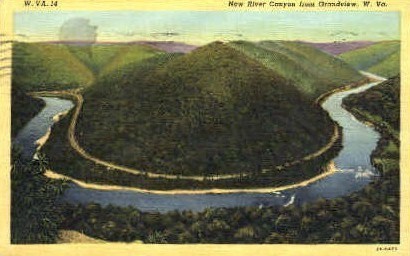 New River Canyon  - Grandview, West Virginia WV Postcard