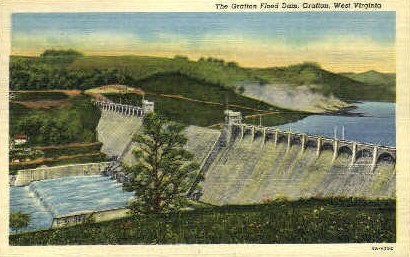 The Grafton Flood Dam - West Virginia WV Postcard