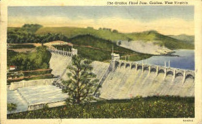 The Grafton Flood Dam - West Virginia WV Postcard