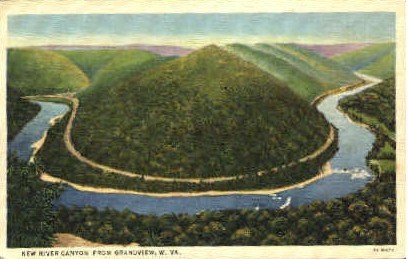 New River Canyon  - Grandview, West Virginia WV Postcard