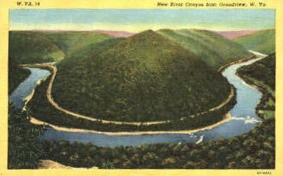 New River Canyon - Grandview, West Virginia WV Postcard
