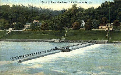 Kanawha River - Point Pleasant, West Virginia WV Postcard