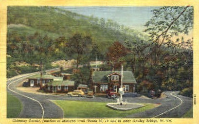 Junction of Midland Trail - Gauley Bridge, West Virginia WV Postcard
