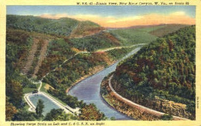 New River Canyon - West Virginia WV Postcard