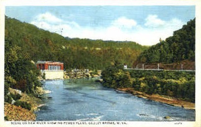 New River Canyon - Gauley Bridge, West Virginia WV Postcard