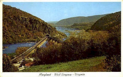 Three States - Harpers Ferry, West Virginia WV Postcard