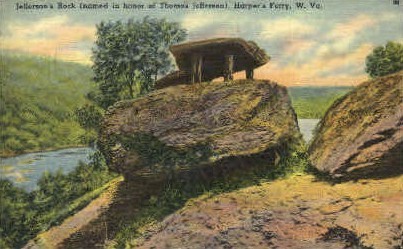 Jefferson Rock - Harpers Ferry, West Virginia WV Postcard