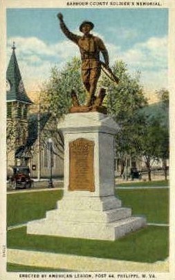 Barbour County Soldier's Memorial - Philippi, West Virginia WV Postcard