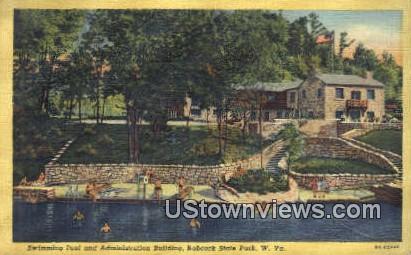 Swimming Pool & Admin Bldg - Babcock State Park, West Virginia WV Postcard