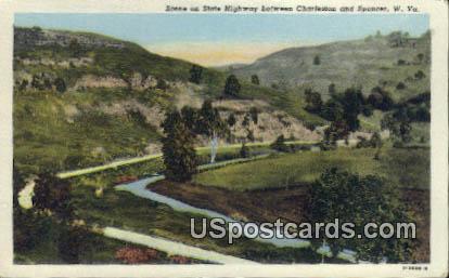 State Highway, Spencer - Charleston, West Virginia WV Postcard