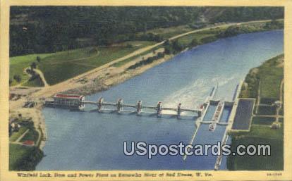 Winfield Lock, Dam & Power Plant - Red House, West Virginia WV Postcard