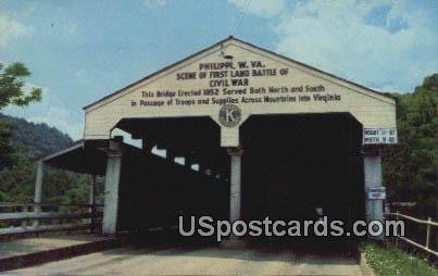 Old Covered Bridge - Philippi, West Virginia WV Postcard
