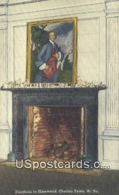Fireplace, Harewood - Charles Town, West Virginia WV Postcard