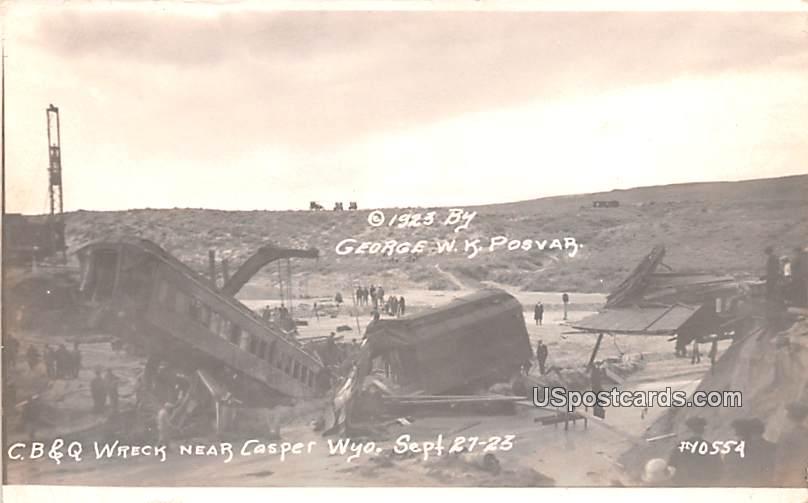 CB & Q Wrecks Sept 27-23 - Casper, Wyoming WY Postcard