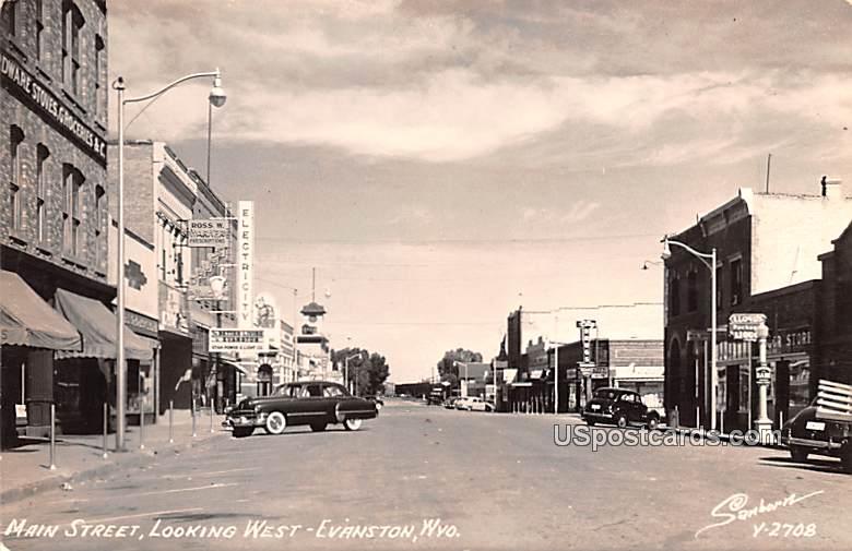Main Street - Evanston, Wyoming WY Postcard