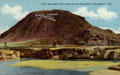 Monument Hill from Big Horn River - Thermopolis, Wyoming WY Postcard