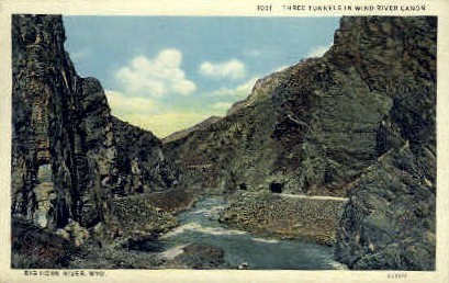 Three Tunnels, Wind River Canon - Big Horn River, Wyoming WY Postcard