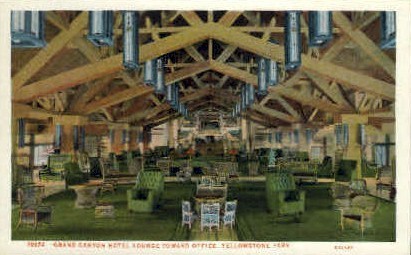 Grand Canyon Hotel Lounge - Yellowstone National Park, Wyoming WY Postcard