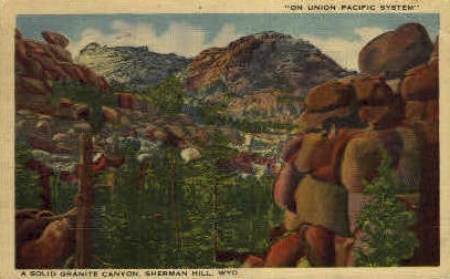 Solid Granite Canon - Sherman Hill, Wyoming WY Postcard