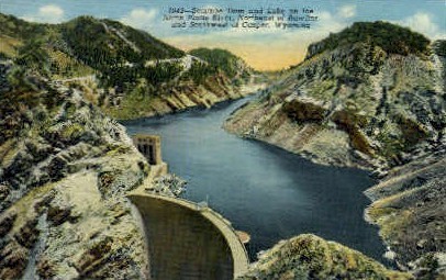 Seminoe Dam & Lake - Casper, Wyoming WY Postcard