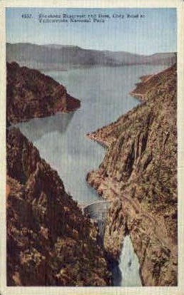 Shoshone Reservoir & Dam - Yellowstone National Park, Wyoming WY Postcard