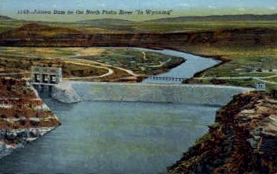 Alcova Dam - North Platte River, Wyoming WY Postcard