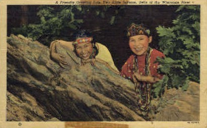 Two Little Indians - Misc, Wyoming WY Postcard