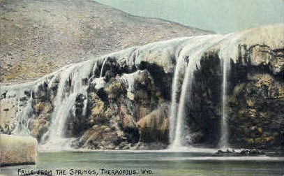 Falls from the Springs - Thermopolis, Wyoming WY Postcard