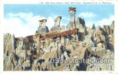 Three Sister's - Hells Half Acre, Wyoming WY Postcard