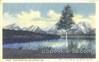 Teton Mountains - Jackson Lake, Wyoming WY Postcard