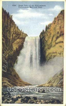 Great Falls - Yellowstone National Park, Wyoming WY Postcard