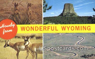 Greetings from, WY Postcard       ;      Greetings from, Wyoming