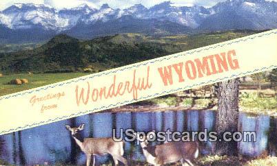 Greetings from, WY Postcard       ;      Greetings from, Wyoming