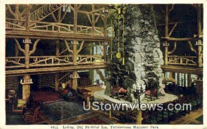 Lobby, Old Faithful Inn - Yellowstone National Park, Wyoming WY Postcard
