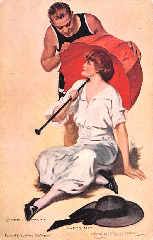 Миль пардон мадам читать. Кларенс Фредерик Ундервуд (Underwood, Clarence Frederick 1871 – 1929). Старая реклама полировки девушка с зонтиком.